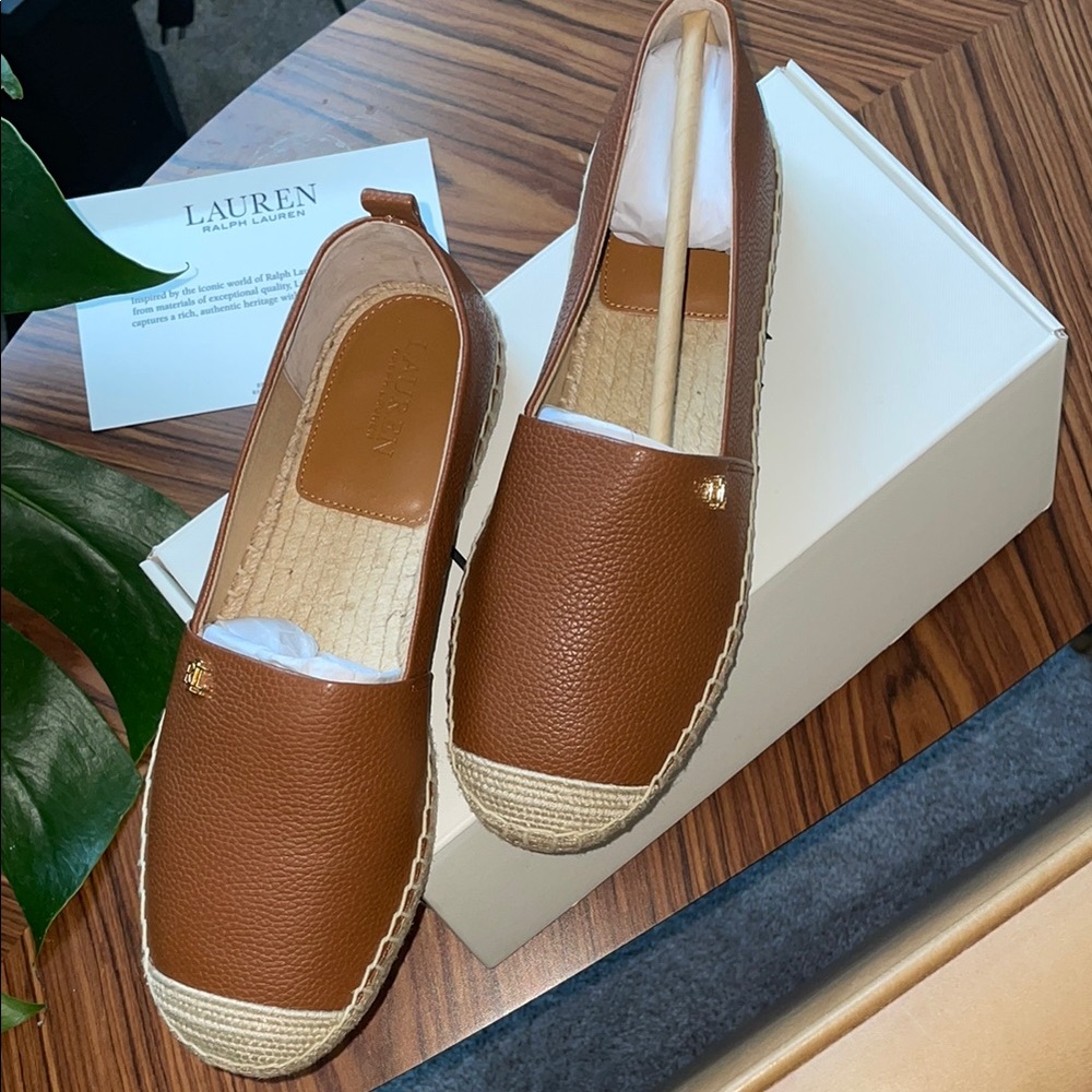 Ralph Lauren Double RL Brown Espadrilles Slip-On Shoes